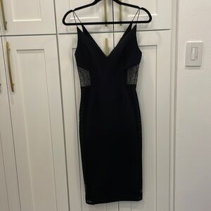 Nicholas Crepe Insert Midi Black Dress